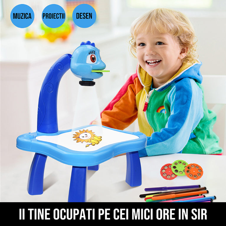Proiector pentru desen cu masuta si carioci dino artist