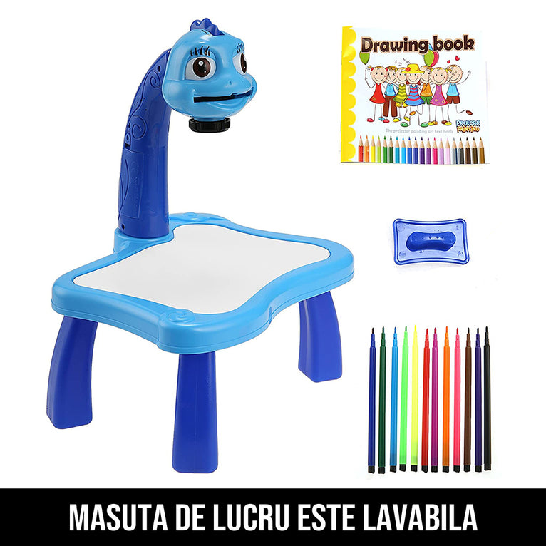 Proiector pentru desen cu masuta si carioci dino artist