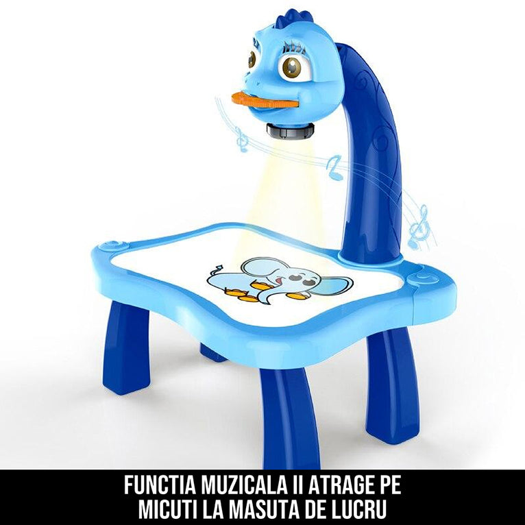 Proiector pentru desen cu masuta si carioci dino artist