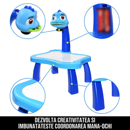 Proiector pentru desen cu masuta si carioci dino artist