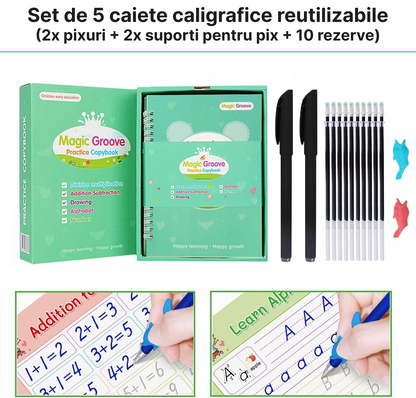 Set 5 caiete caligrafice reutilizabile