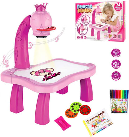 Proiector pentru desen cu masuta si carioci dino artist